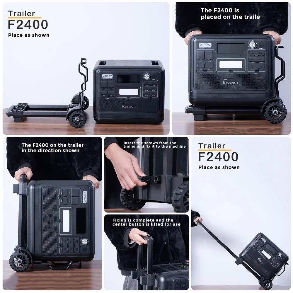 FOSSiBOT F2400 Foldable Trailer Cart, Hold up to 25kg, 3-Level Adjustable Handle