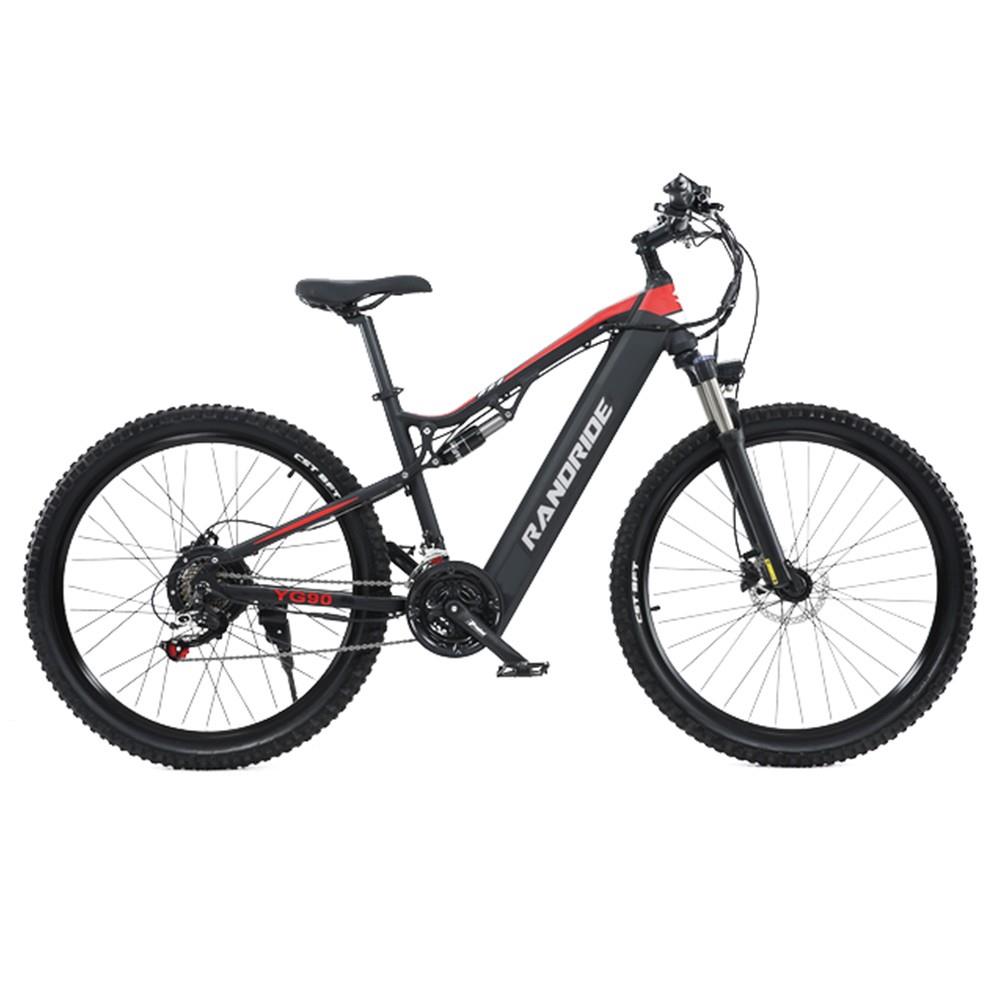 Randride YG90B 27,5 Elektrische fiets met banden, 17Ah batterij, 1000W motor, 45km/h max snelheid - Zwart