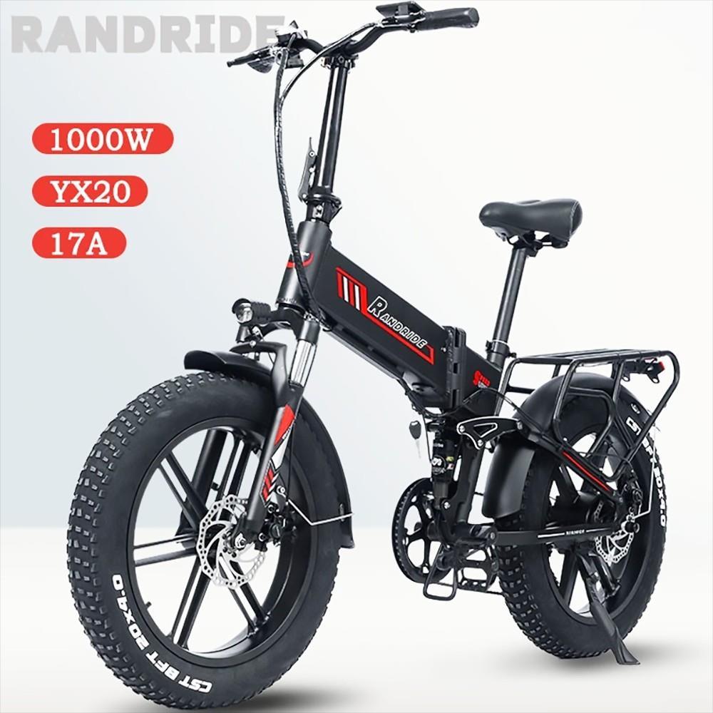 Randride YX20 Foldable Electric Bike, 20*4.0 Spoke Wheels, 1000W Motor, 48V17Ah Battery, 80-90km Max Range