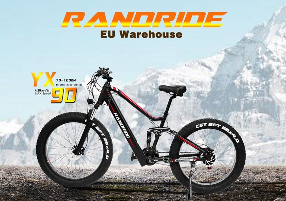 RANDRIDE YX90 26*4.0 Fat Tire Electric Bike, 1000W Motor, 48V 13.6Ah Battery