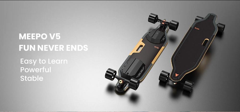 MEEPO V5 elektrisch skateboard voor volwassenen, 2*500W motoren, 4Ah batterij, 45km/h max snelheid, 18km bereik