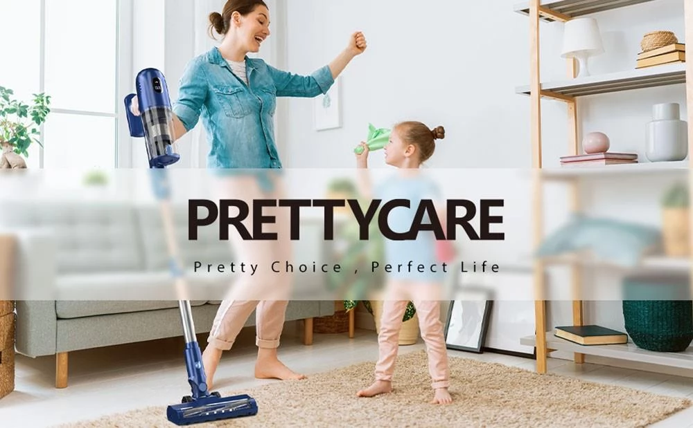 PRETTYCARE P1 Cordless Vacuum Cleaner, 26KPa Suction, LED Touch Screen, 45 Mins Runtime, 180W Motor