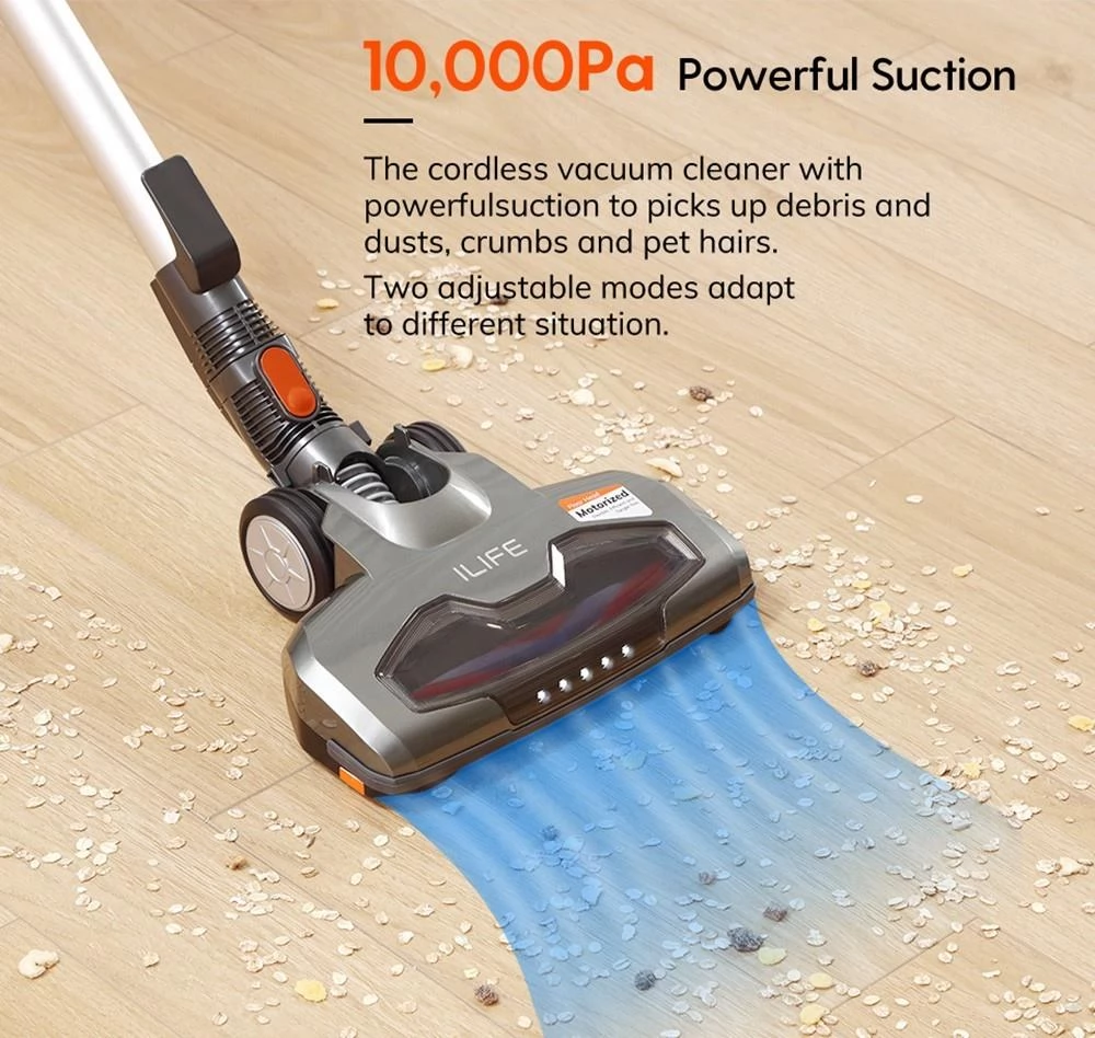 ILIFE H50 10KPa Suction Cordless Handheld Vacuum Cleaner, 0.2L Dust Cup, 2200mAh Detachable Battery, 40min Runtime