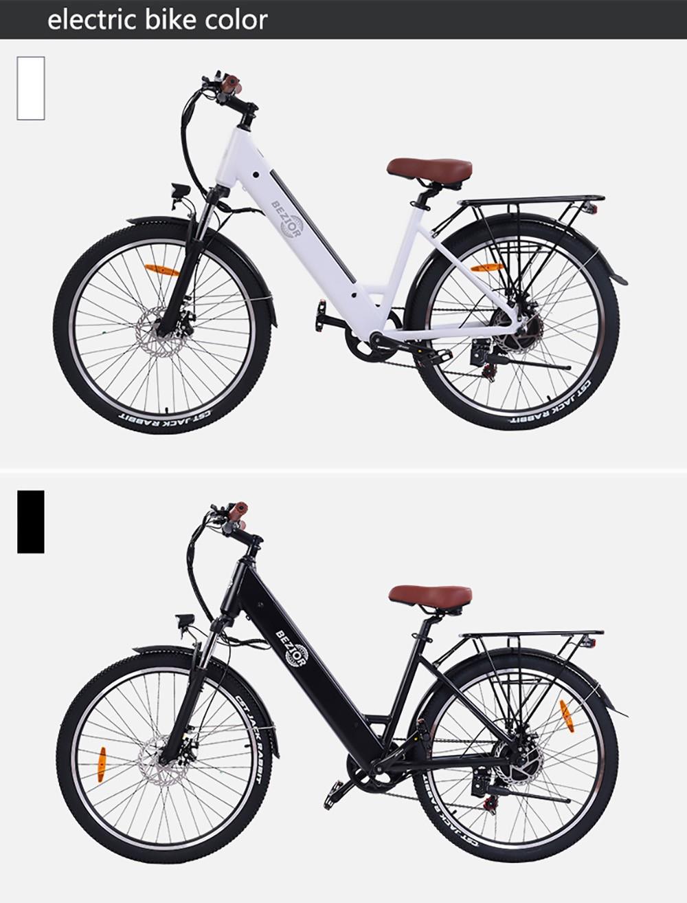 BEZIOR M3 26*2.1 Inch CST Tires Electric Bike, 48V 500W Motor, 10.4Ah Battery, Max Speed 32km/h - White