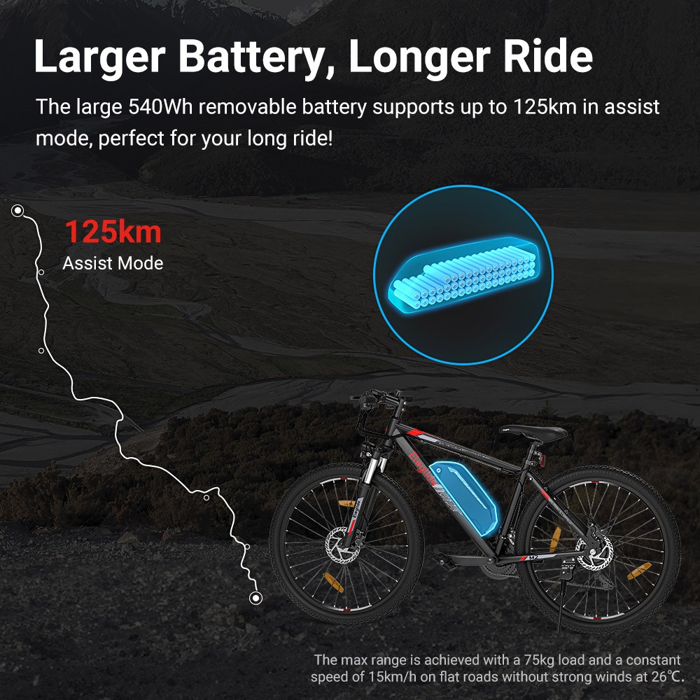 Eleglide M2 Elektrische mountainbike, 250W borstelloze motor, 36V 15Ah accu, maximaal bereik 125km, maximale snelheid 25km/h