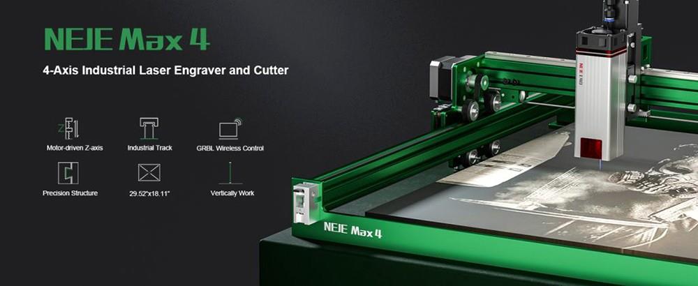 NEJE Max 4 E40 Laser Engraver, 11W Optical Power, Auto Air-Assist, 0.001mm Drive Accuracy, 750mm/s, 4-Axis