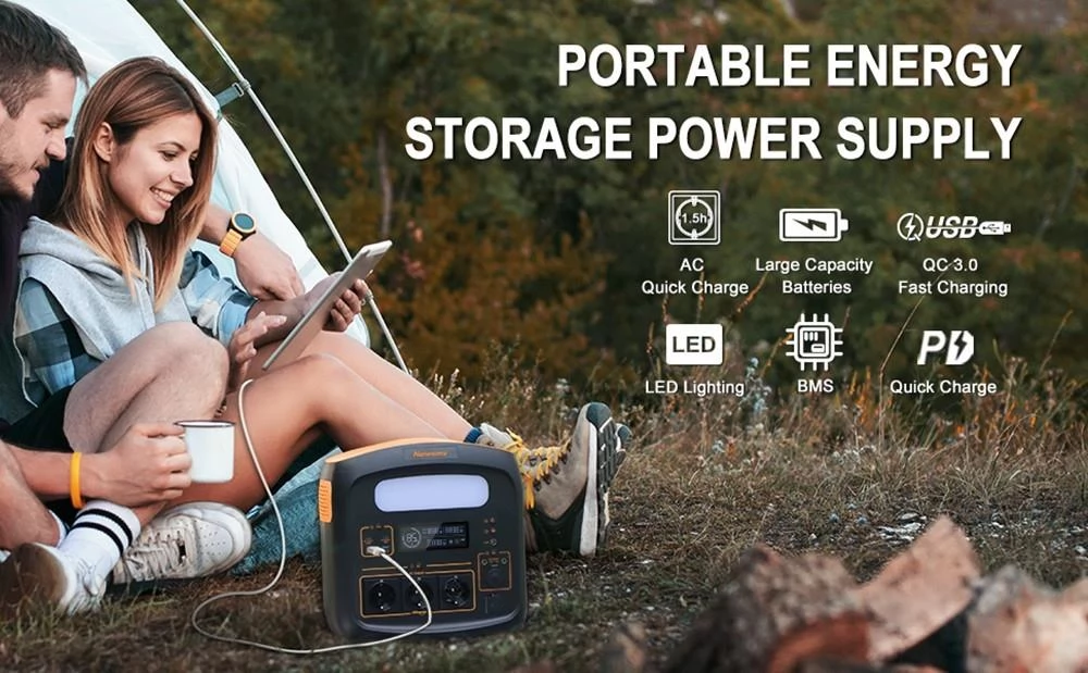 Newsmy N1200P 1280Wh/1200W Portable Power Station, LiFePO4 Battery Packs, AC Outputs, Fully Charged in about 1.5h