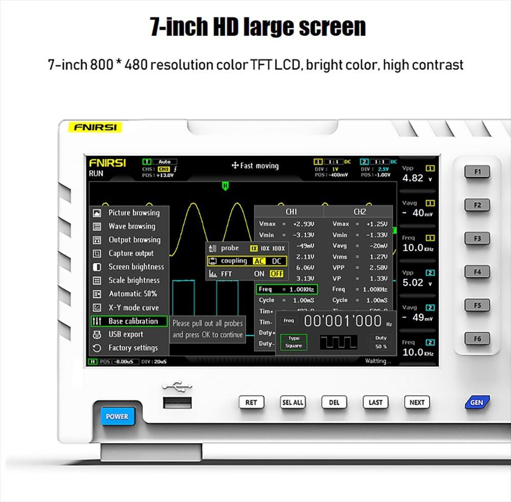 FNIRSI 1014D 2 in 1 Digital Oscilloscope, DDS Signal Generator, 100X High Voltage Probe, 2 Channels, 100Mhz Bandwidth