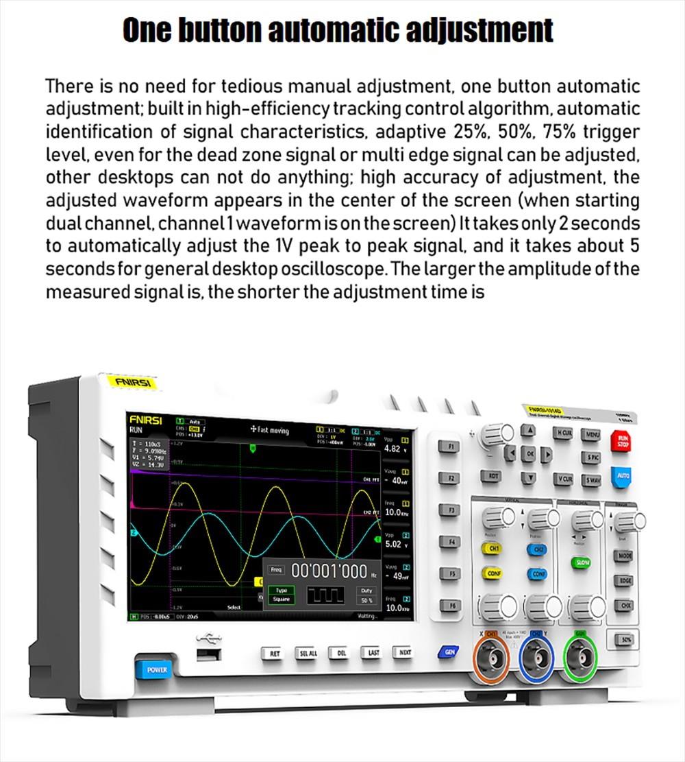 FNIRSI 1014D 2 in 1 Digital Oscilloscope, DDS Signal Generator, 100X High Voltage Probe, 2 Channels, 100Mhz Bandwidth