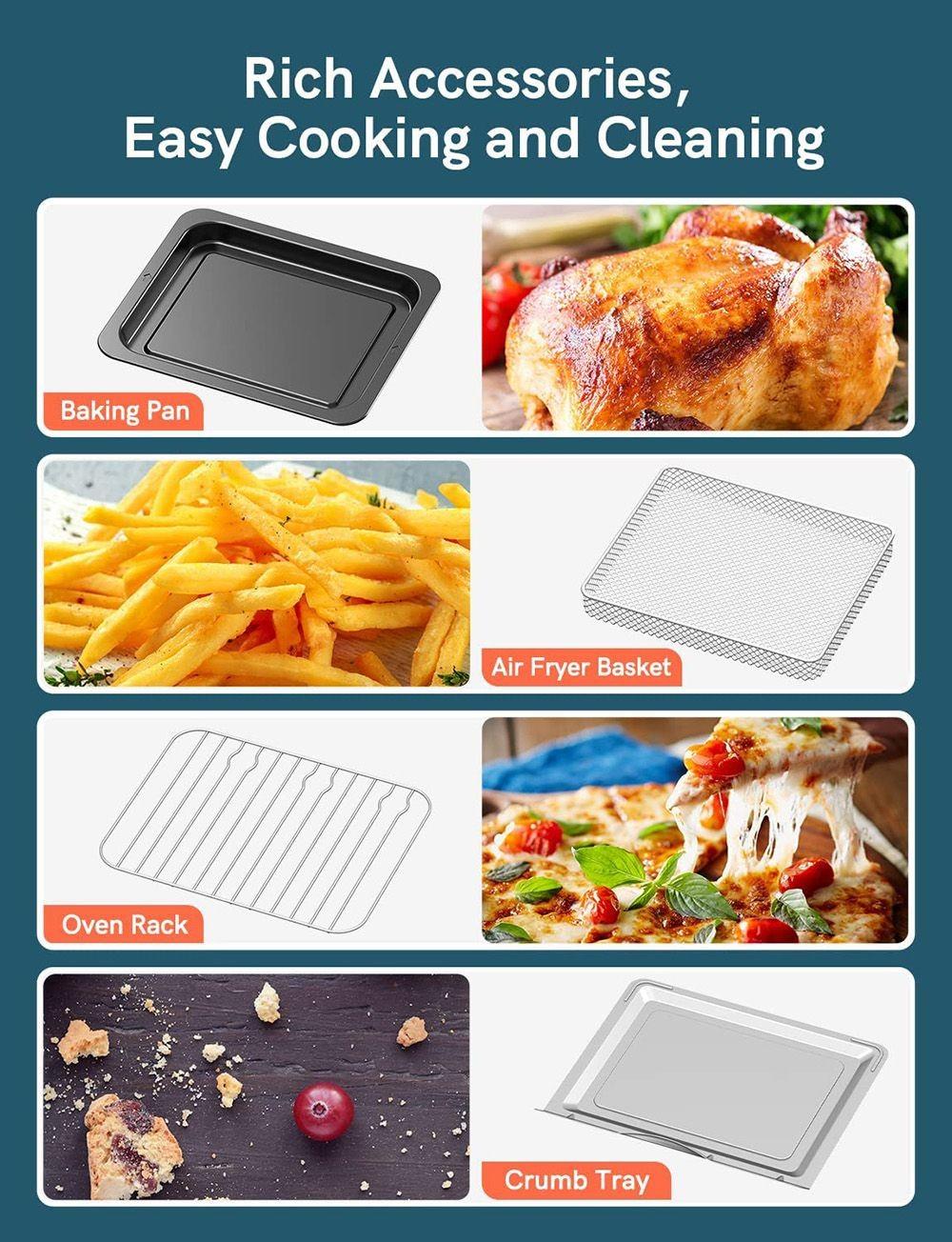 Involly AF-150ID 1600W Air Fryer Oven, 18 in 1 Countertop Mini Oven, 15L Capacity, 3-Layer, LED Touch Screen