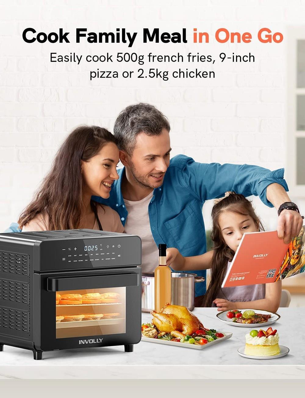 Involly AF-150ID 1600W Air Fryer Oven, 18 in 1 Countertop Mini Oven, 15L Capacity, 3-Layer, LED Touch Screen