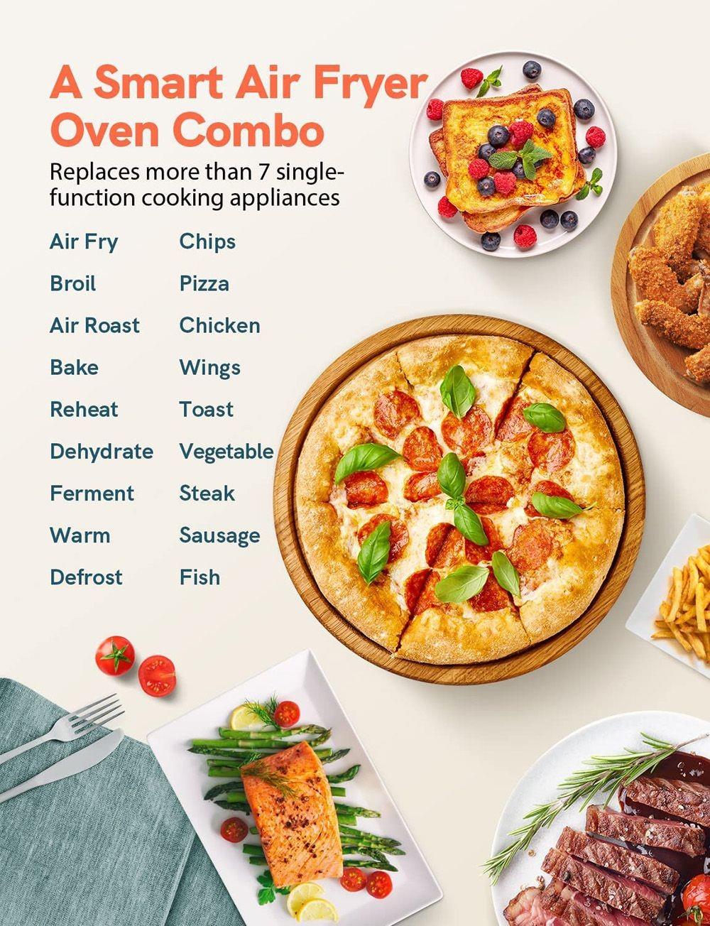 Involly AF-150ID 1600W Air Fryer Oven, 18 in 1 Countertop Mini Oven, 15L Capacity, 3-Layer, LED Touch Screen