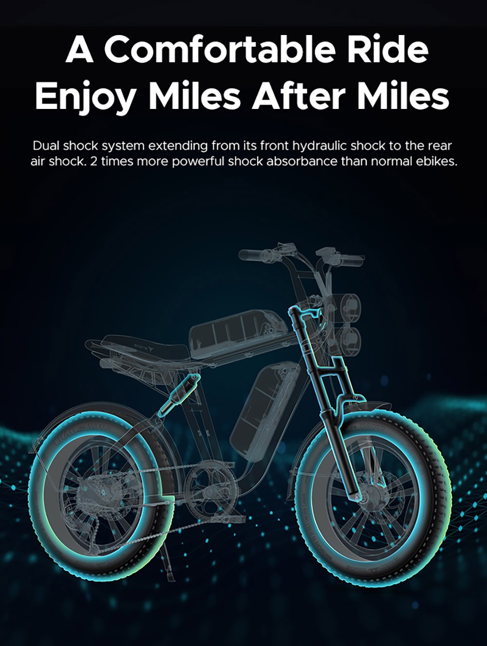 ENGWE M20 Elektrische fiets met dubbele 13Ah accu, 20*4,0 inch dikke banden, 750W Brushless motor