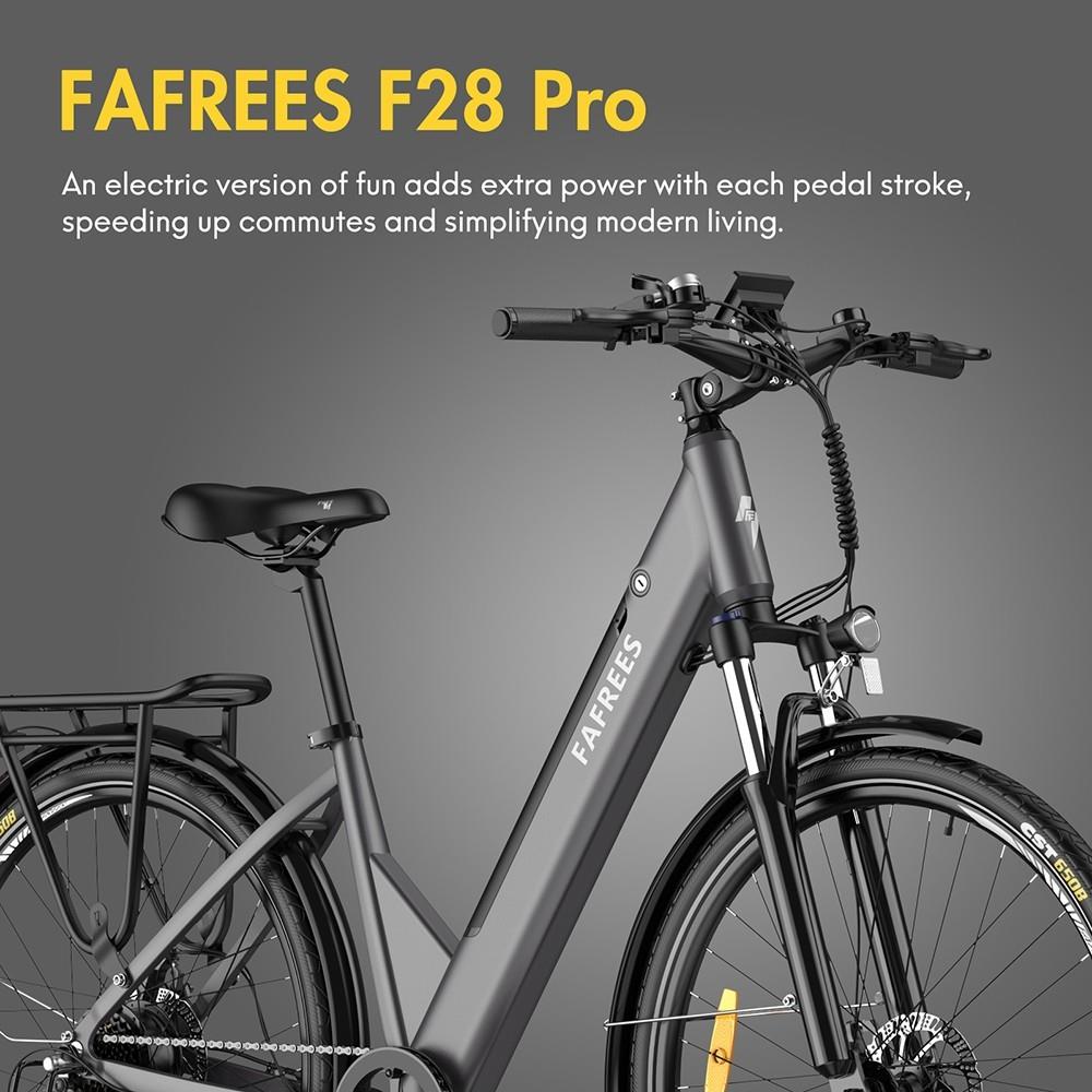 FAFREES F28 Pro Step -through Elektrische stadsfietsen,27,5 inch band,250W Motor,36V 14.5Ah batterij,app -besturing - Zwart