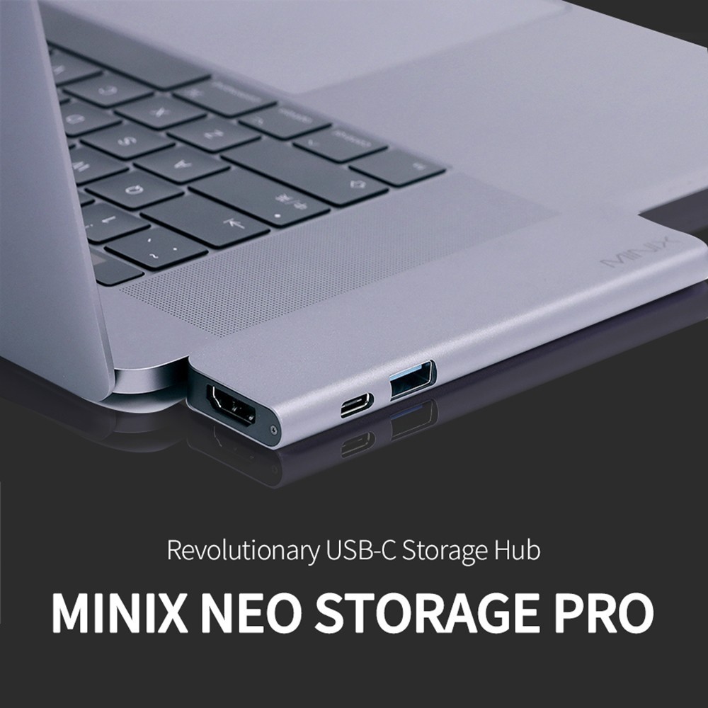 MINIX SD4 GR 480GB SSD Dubbele 4K@60Hz Uitgang, USB3.0, PD & Data tot 5Gbps, Thunderbolt 3 - Grijs