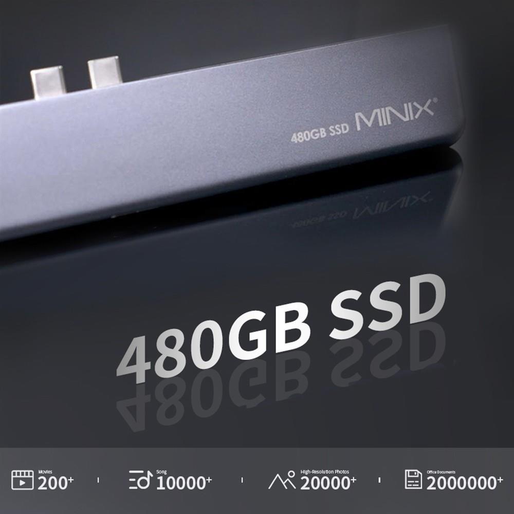 MINIX SD4 GR 480GB SSD Dual 4K@60Hz Output, USB3.0, PD & Data Up to 5Gbps, Thunderbolt 3 - Silver