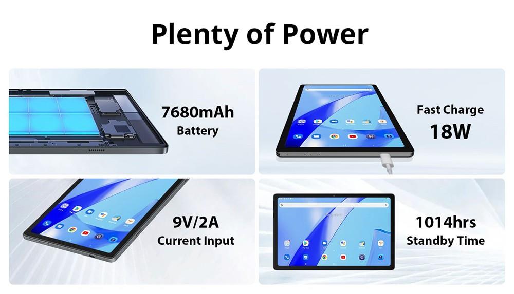 Blackview Tab 11 SE Tablet met 10.36in FHD-scherm, 7680mAh batterij, Octa-core Unisoc T606, 8GB RAM 128GB opslagruimte - Blauw