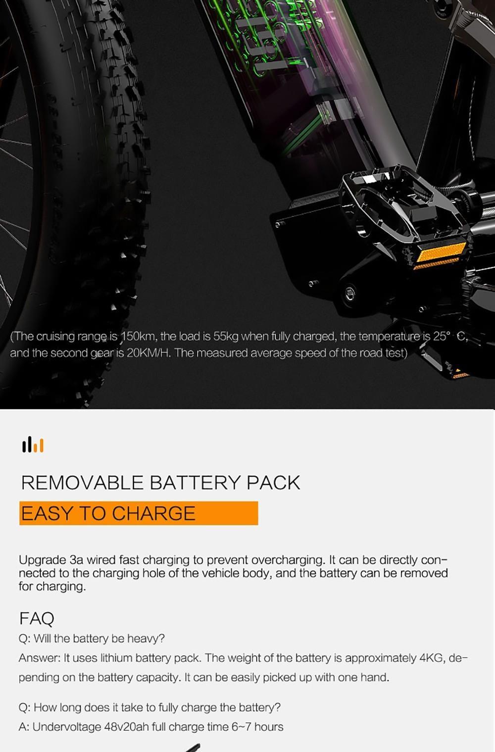 LANKELEISI RV800 26*4.0 banden elektrische fiets, 48V 750W Bafang motor, 52km/h max snelheid, 20Ah Samsung batterij