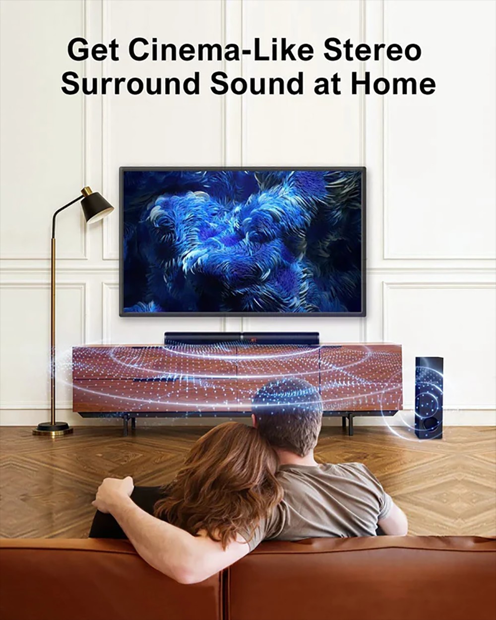 Ultimea Tapio VII 2.1 Wired Soundbar for TV Devices, 190 W 2.1 Soundbar with Subwoofer, 6 EQ Modes - Black