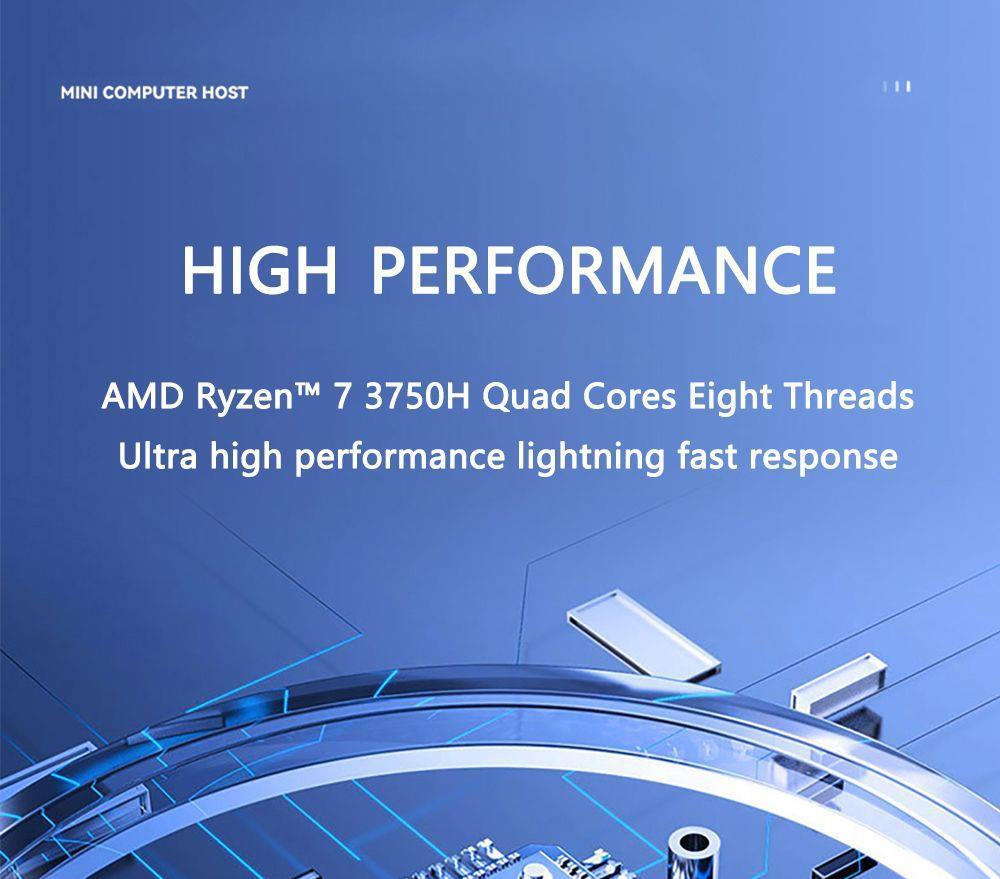 KUU Mingar 3 MINI PC AMD Ryzen 7 3750H Processor up to 4.0 GHz, 16GB DDR4 512GB SSD, Windows 10, BT5.0, 2.4/5G WiFi