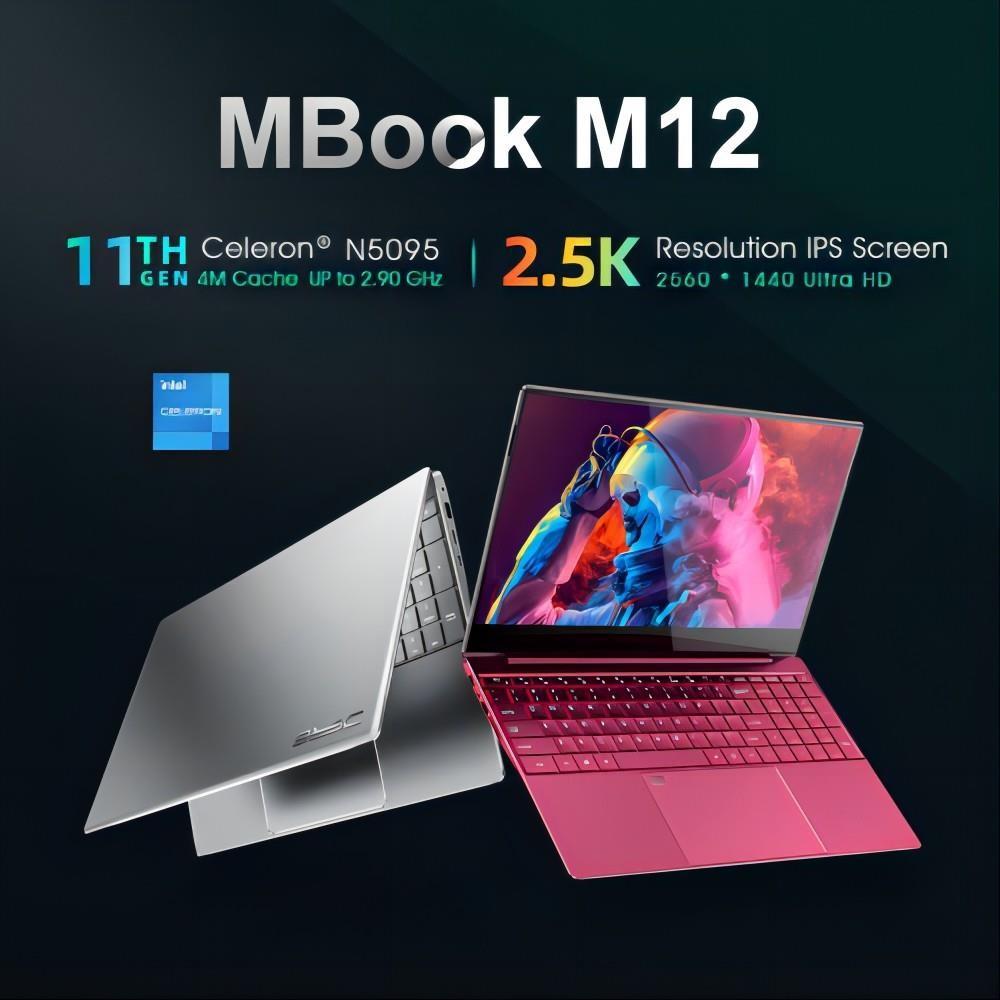 DERE M12 15.6 Inch Laptop Intel Celeron N5095, Intel UHD Graphics, Windows 11 Pro, 16 GB DDR4 512 GB SSD - Rood