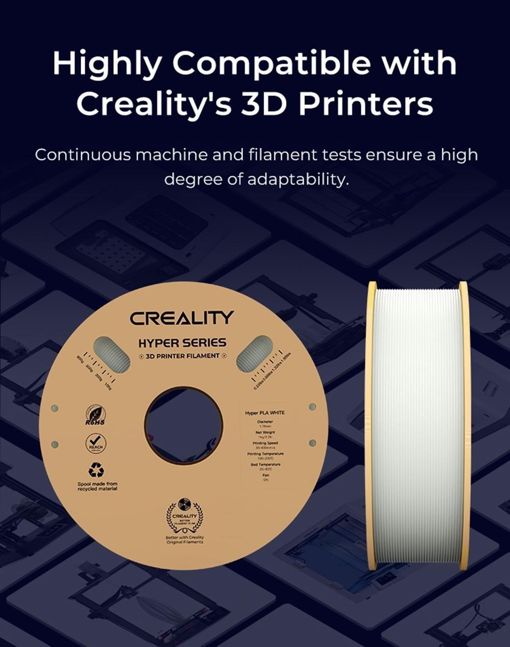 Filamento per stampa 3D Creality Hyper Series 1,75 mm PLA 1KG - Bianco