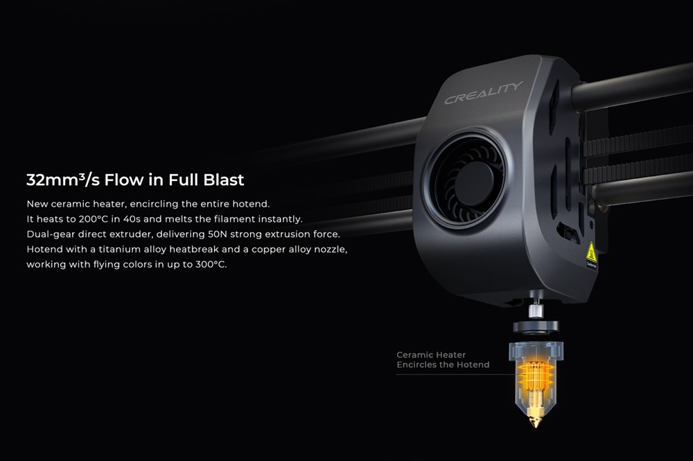 Creality K1 3D Drucker, Auto Leveling, 32mm³/s Max Flow Hotend, 600mm/s Max Geschwindigkeit