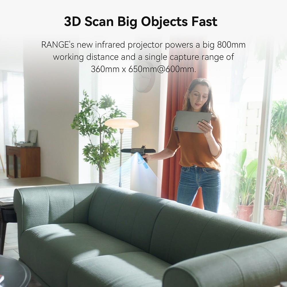 Revopoint RANGE 3D Scanner Standard Edition, 0.1mm Single-Frame Precision, 0.3mm Point Distance, 800mm Scan Distance