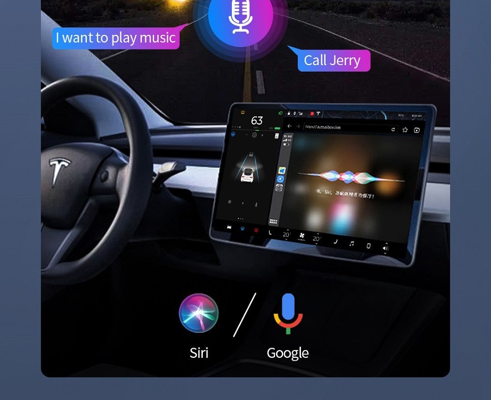 Ownice T1 Draadloze Auto Ai Box voor Tesla, Dual WiFi, Ondersteuning CarPlay / AirPlay / Android Auto / MiraCast - Zwart