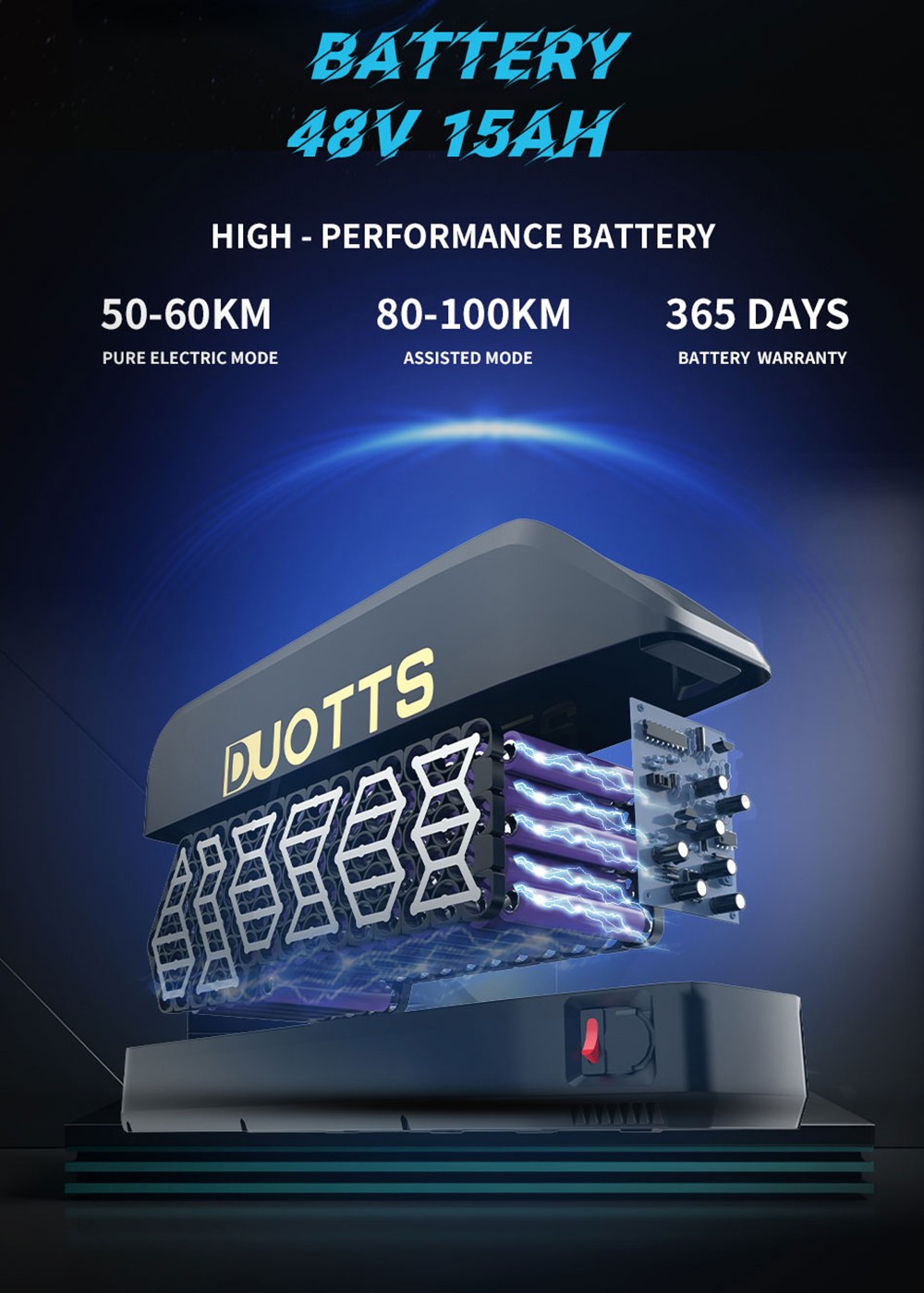 DUOTTS C29 Elektrische Fiets met Achterrek, 750W, 48V 15Ah Batterij, 50km Bereik, 50km/h Maximale Snelheid