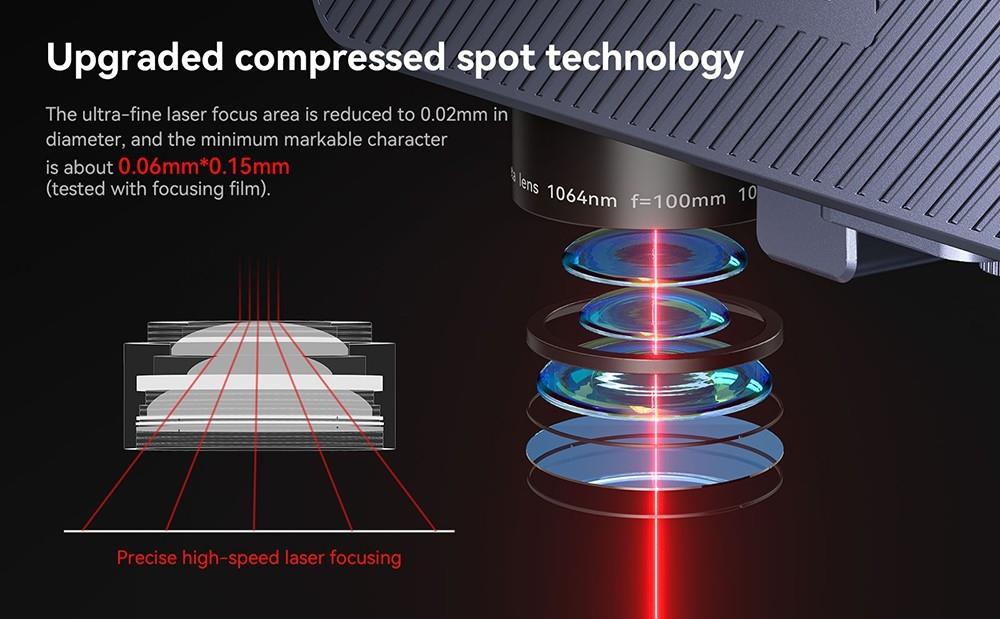 Atomstack M4 handheld lasermarkeermachine, 1064nm infrarood lichtbron, 0,02mm gecomprimeerde spot, 12000mm/s, 70x70mm