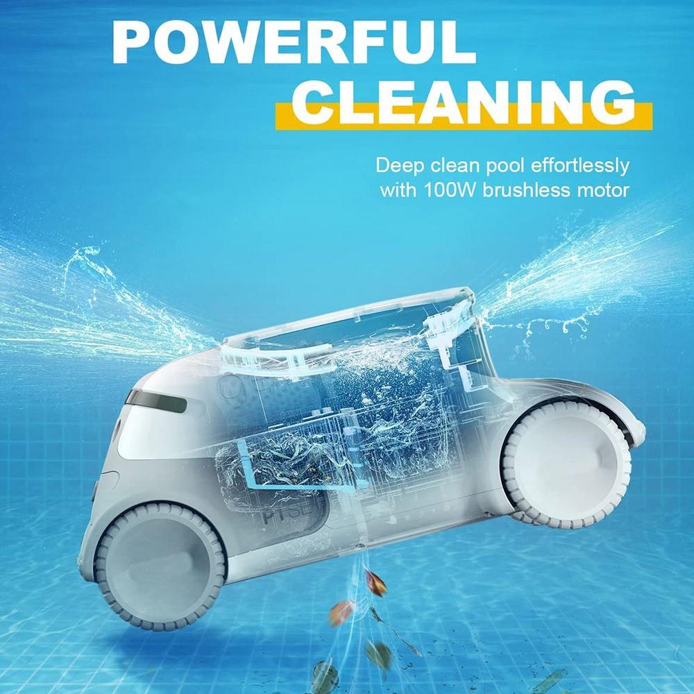 Genkinno P1 SE Cordless Robotic Pool Vacuum Cleaner, Max 100W Brushless Motor, Smart Navigation, Auto Mode, 9000mAh