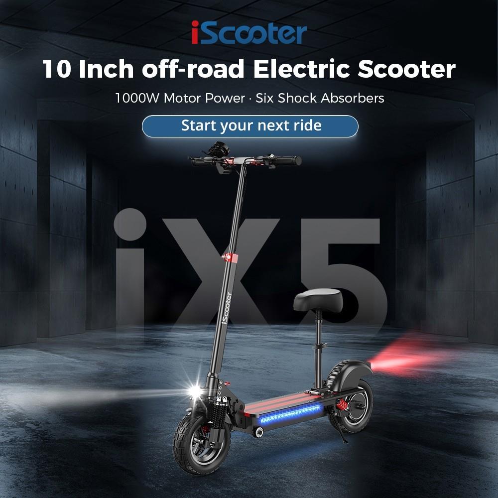iScooter iX5 10 Zoll Off-Road Reifen Elektro-Roller, 15Ah Batterie, 1000W Motor