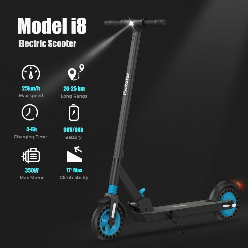 iScooter i8 opvouwbare elektrische scooter, 8 Inch Honingraatband, 36V 6Ah Batterij, 350W Motor, 20-25km, 25km/h Max Snelheid