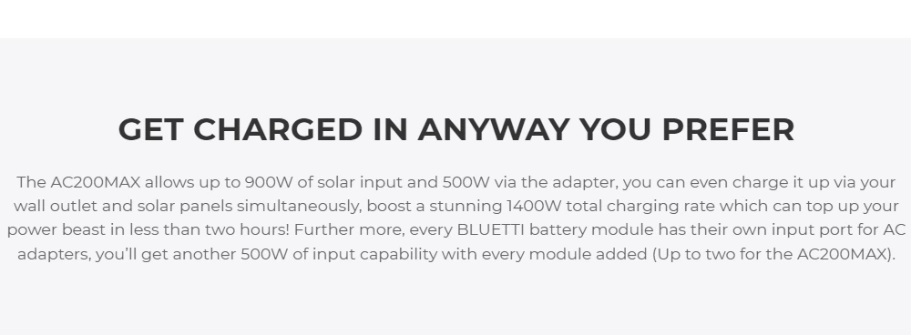 BLUETTI AC200MAX 2048Wh/2200W uitbreidbare zonne-energiecentrale, LifePo4 batterij, tot 8192Wh, 4400W piekbelasting