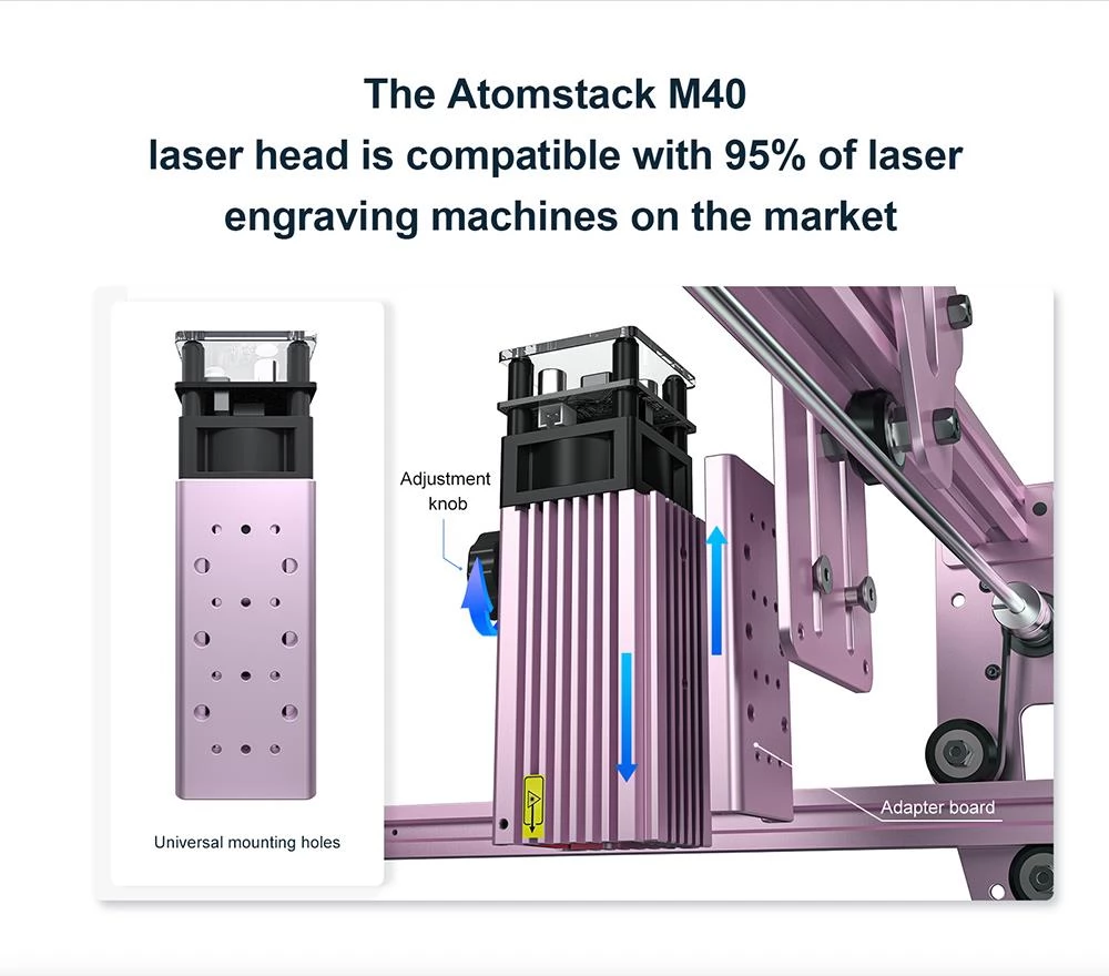 ATOMSTACK M40 40W lasermodule, vaste focus laser, ultrafijne gecomprimeerde punt, compatibel met Atomstack, Ortur, NEJE