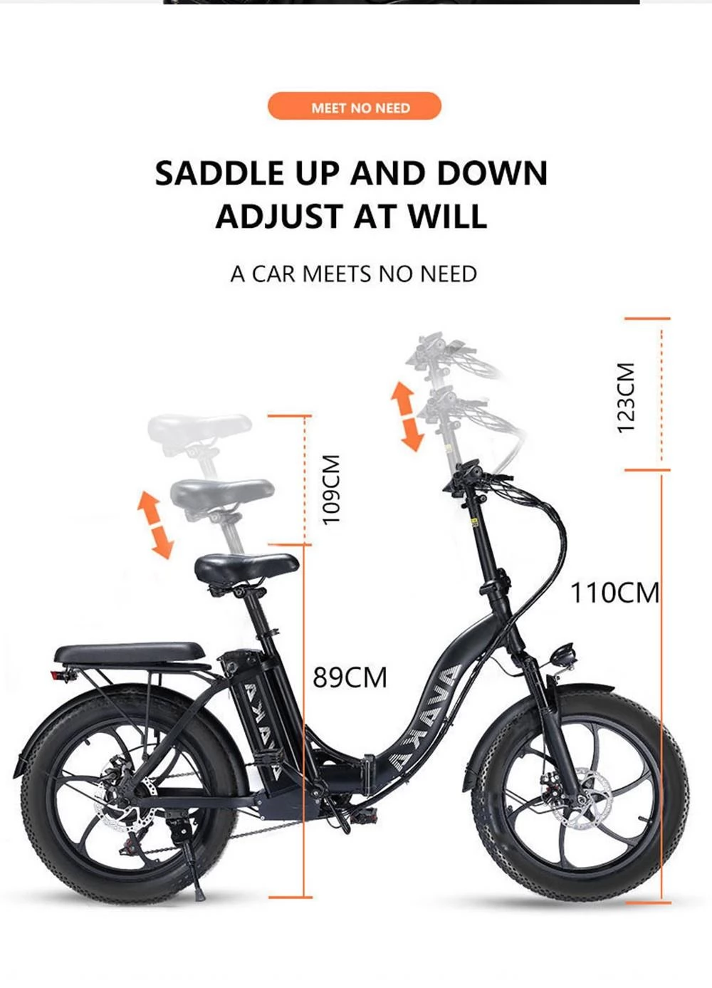 AVAKA BZ20 PLUS 20 * 3 Zoll Faltbares Elektrofahrrad mit bürstenloser 500W Motor und 48V 15Ah Batterie