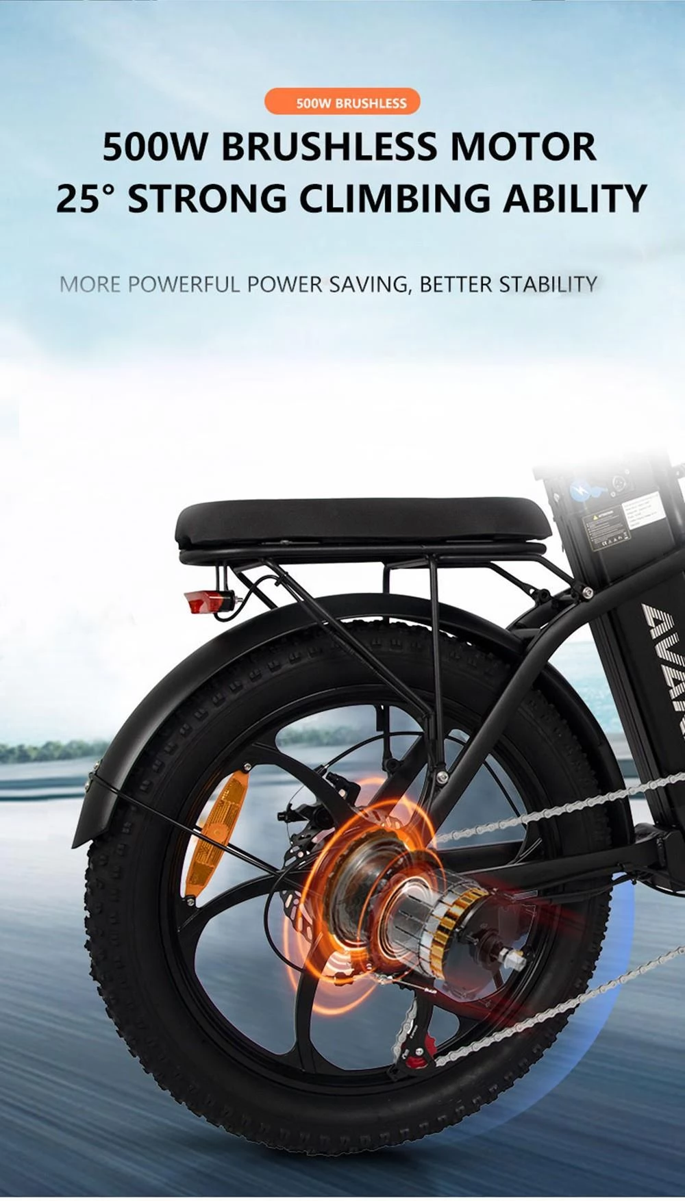 AVAKA BZ20 PLUS 20*3 Inch één wiel opvouwbare elektrische fiets - 500W borstelloze motor & 48V 15Ah batterij