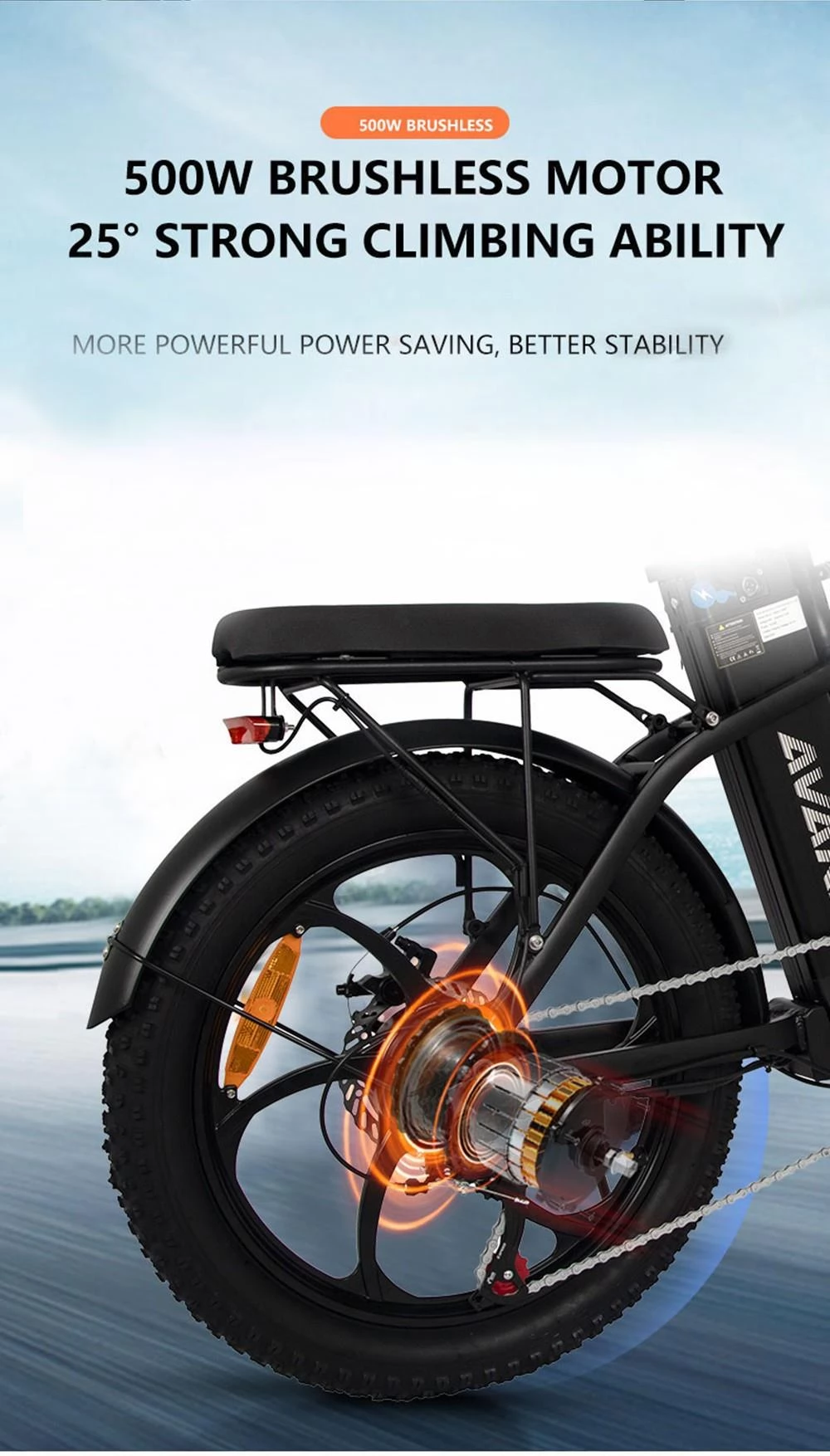 AVAKA BZ20 PLUS 20 * 3 Zoll Faltbares Elektrofahrrad mit bürstenloser 500W Motor und 48V 15Ah Batterie