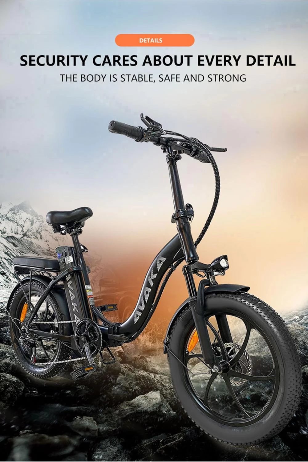 AVAKA BZ20 PLUS 20*3 Inch One Wheel Foldable Electric Bike - 500W Brushless Motor & 48V 15Ah Battery