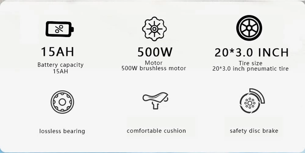 AVAKA BZ20 PLUS 20*3 Zoll faltbares Elektrofahrrad mit bürstenlosen 500W Motor und 48V 15Ah Akku