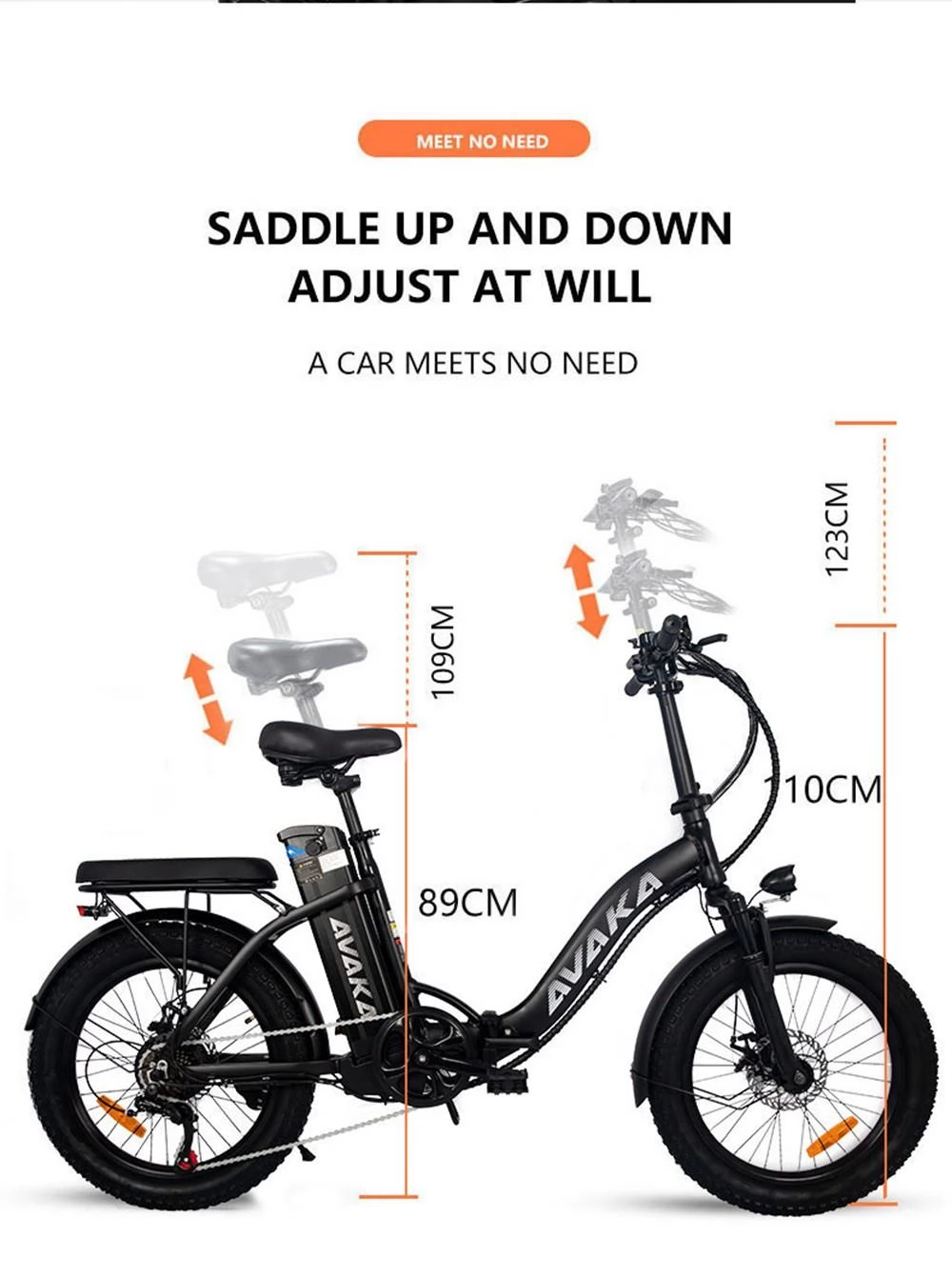 AVAKA BZ20 PLUS 20*3 Zoll faltbares Elektrofahrrad mit bürstenlosen 500W Motor und 48V 15Ah Akku