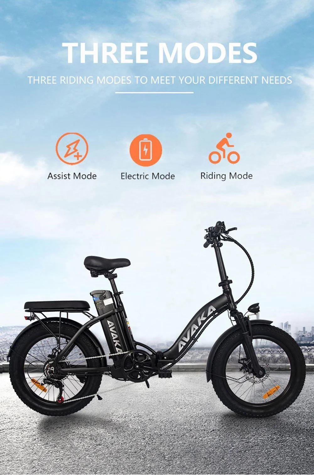 AVAKA BZ20 PLUS 20*3 Zoll faltbares Elektrofahrrad mit bürstenlosen 500W Motor und 48V 15Ah Akku