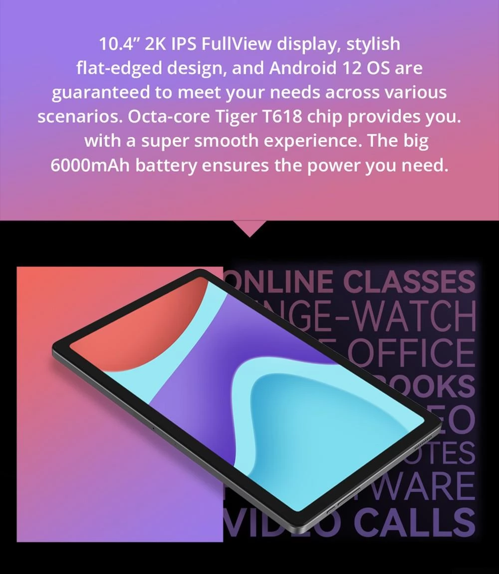 Alldocube iPlay 50 4G LTE Tablet UNISOC T618 Octa-core CPU, 10.4 2K UHD Display, Android 12 6 64GB, Dual Cameras