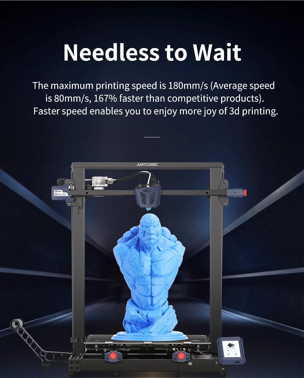 Anycubic Kobra Max 3D Printer automatisch nivellering Stepper Drivers 4,3 inch Display afdrukformaat 450x400x400mm