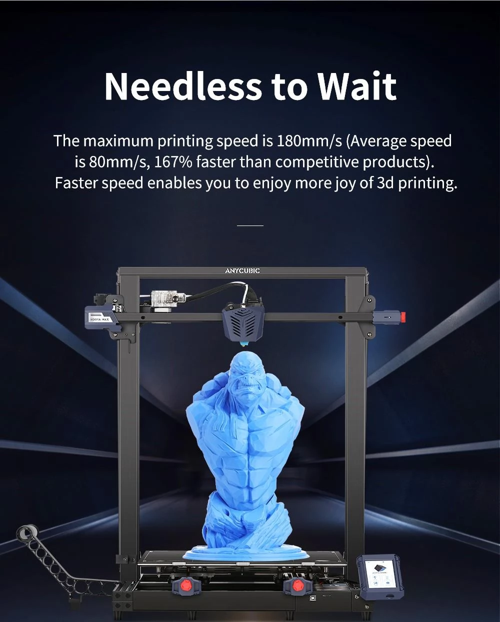 Anycubic Kobra Max 3D Printer Auto Leveling Stepper Drivers 4.3 inch Display Printing Size 450x400x400mm