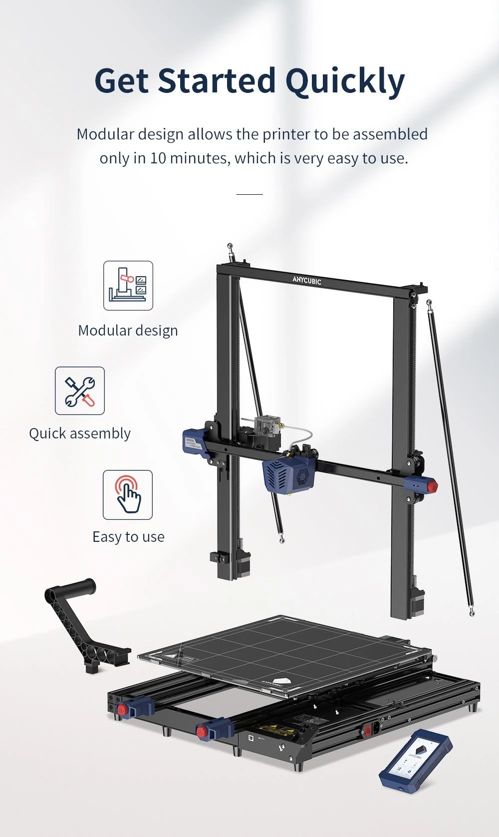 Anycubic Kobra Max 3D Printer Auto Leveling Stepper Drivers 4.3 inch Display Printing Size 450x400x400mm