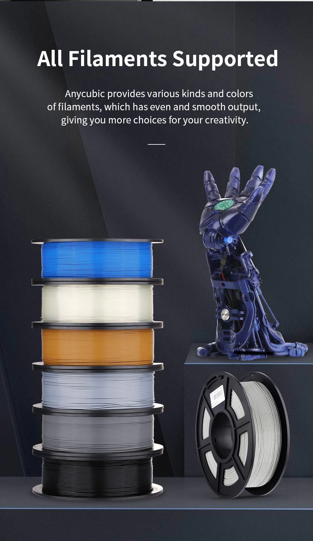 Anycubic Kobra Max 3D Printer Auto Leveling Stepper Drivers 4.3 inch Display Printing Size 450x400x400mm