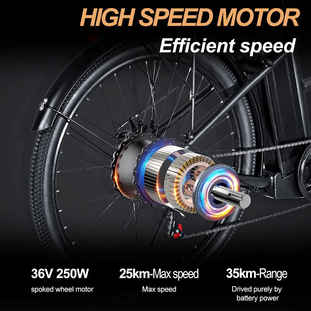 BK1 Elektrische fiets 36V 250W Motor 10AH Batterij Max Snelheid 25 km/u Max kilometerstand 35 km