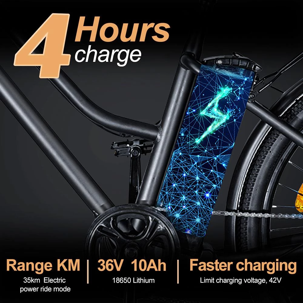 BK1 Electric Bike 36V 250W Motor 10Ah Battery Max Speed 25km/h Max Mileage 35km